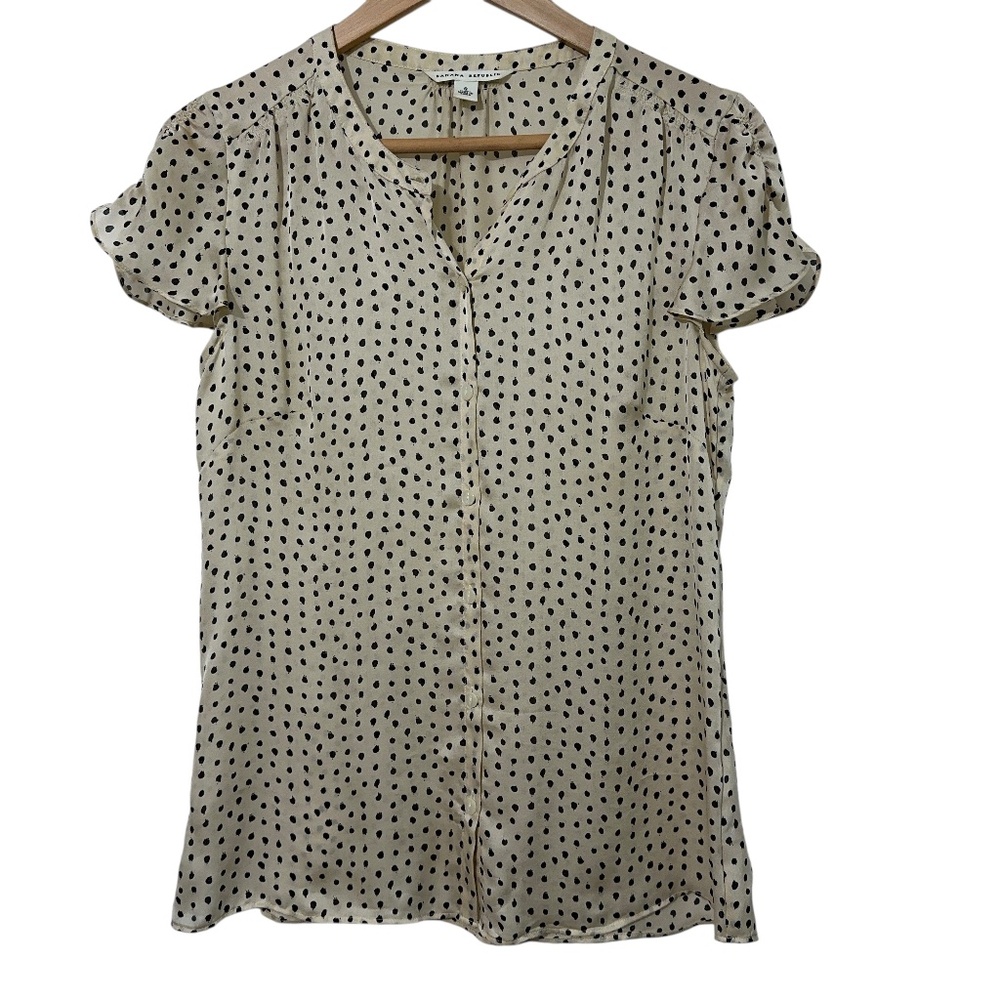 Banana Republic Womens Silk Polka Dot Shirt Size S Office Work Summer
